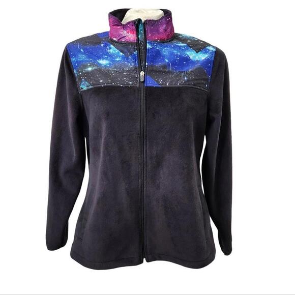 Fila Women’s Retro 90s Galaxy Fleece Zip Jacket Size Large Space Y2K Style - Picture 1 of 9